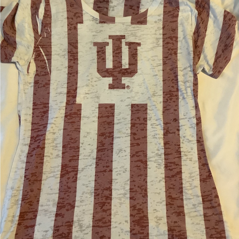 Blue 84 Maroon and White Striped Short Sleeve Tee